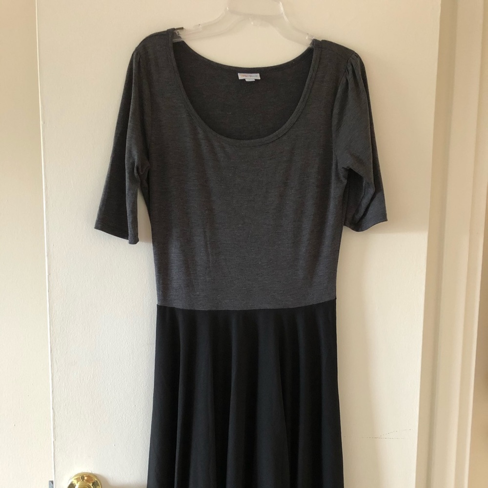 LuLaRoe gray/black drop waist dress